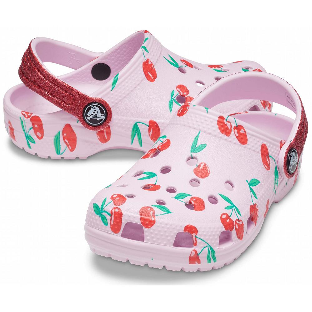 Pink Girls' Crocs Classic Food Print Clogs | NZ 1516ILHS